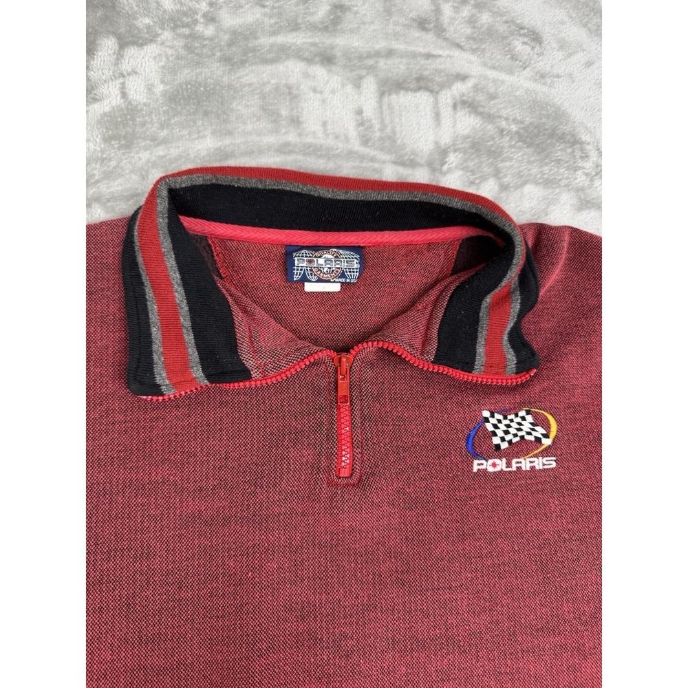 Vintagw 90s Polaris Embroidered 1/4 Zip Pullover Sweatshirt Sweater Mens 2XL Y2K - Picture 3 of 11
